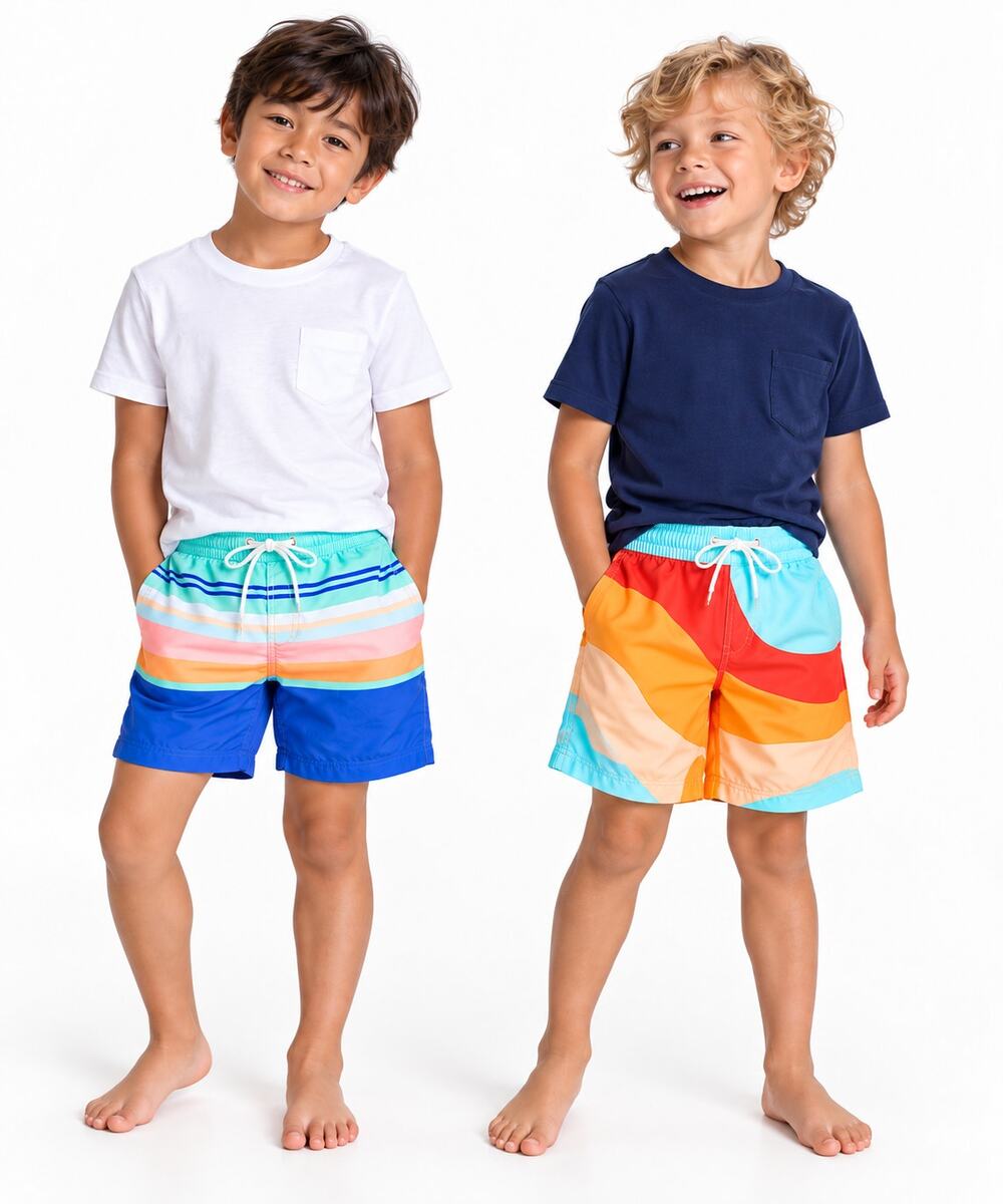 Old Navy Boys Swim Trunks Lot of 2 Size 5 Colorblock Striped
